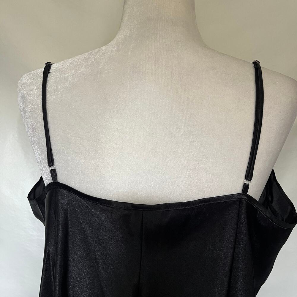 Vtg Y2K Embroidered Slip Dress Sz L Goth Fairy Embroidered Satin Delicates Black - Picture 8 of 11